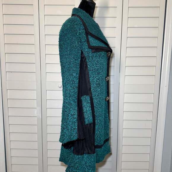 LINDI Teal Textured Art Jacket | Lagenlook Boutique Coat - Picture 3 of 10